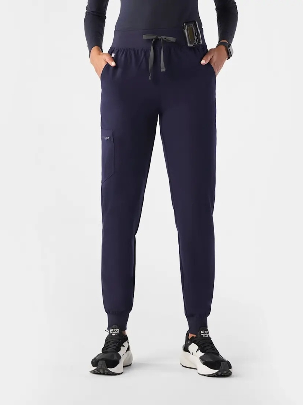 FIGS Women's Navy Jogger Scrub Pants with Drawstring Waist - Petite